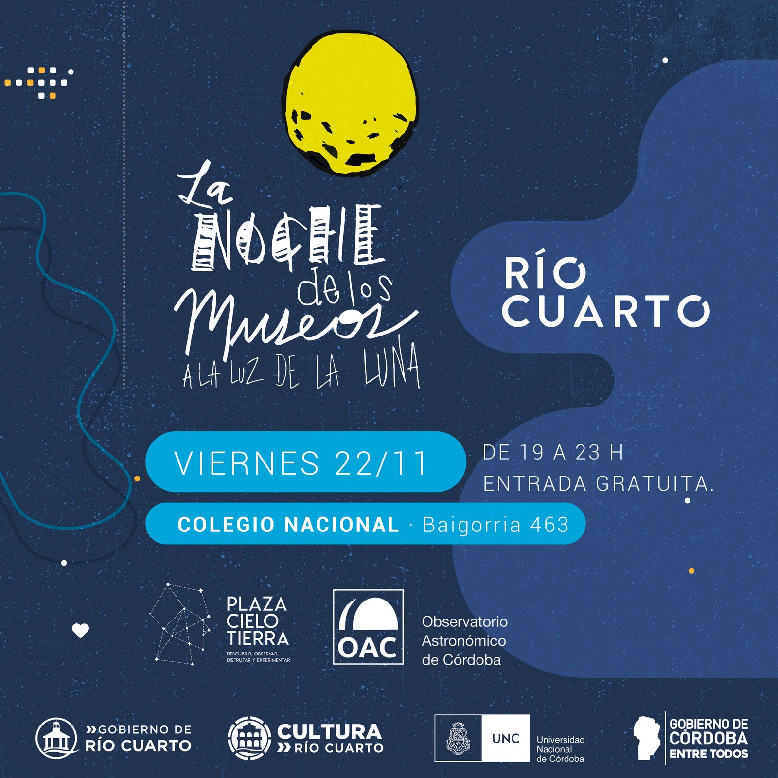 Plaza Cielo Tierra y el OAC en la Noche de los Museos de Río Cuarto