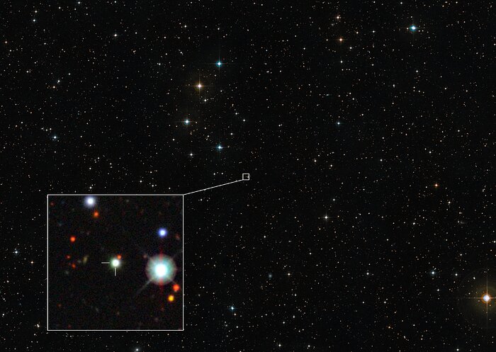 Región del cielo en que se encuentra el cuásar J0529-4351. 
