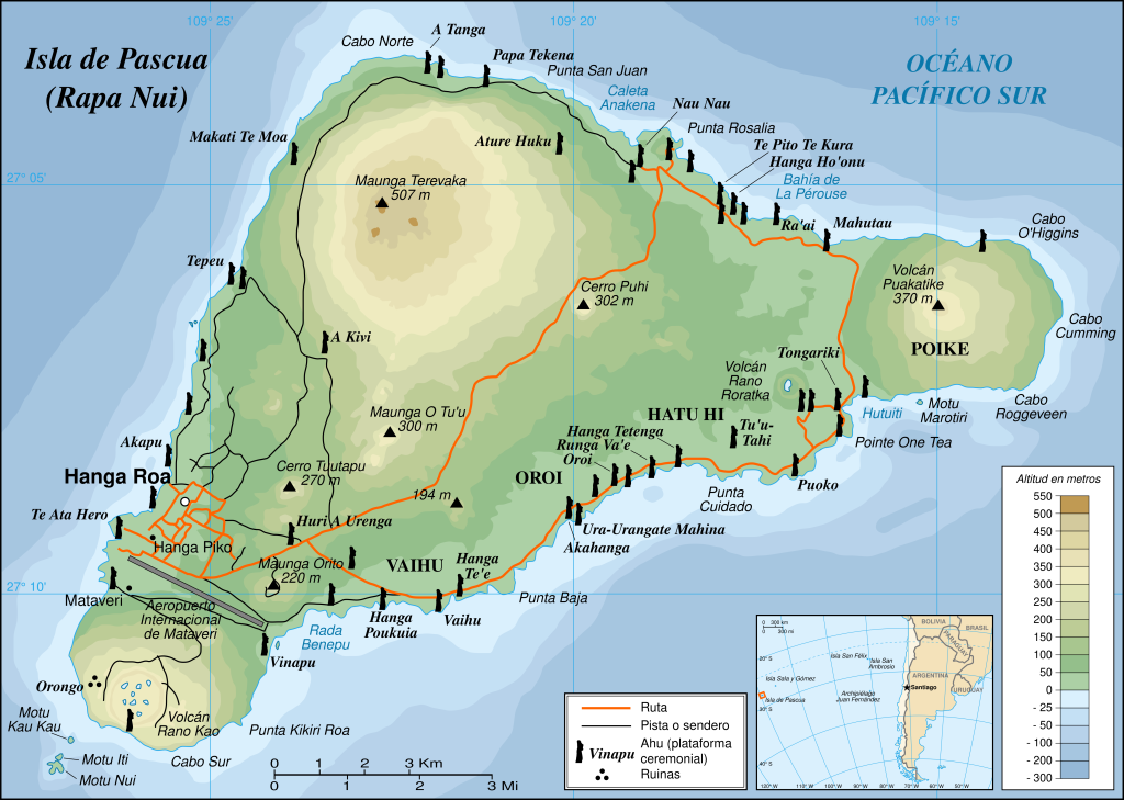 Mapa de Rapa Nui.